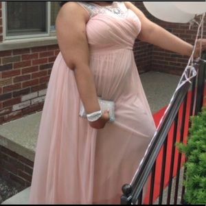 Pink floor length gown with crystals